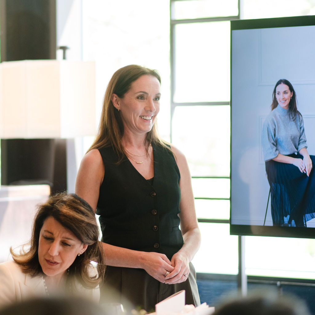 Claire Vowell delivering a speech at a Syndicate Global event at the Nobu Hotel, Central London, engaging UHNW founders, family office executives, and business leaders.