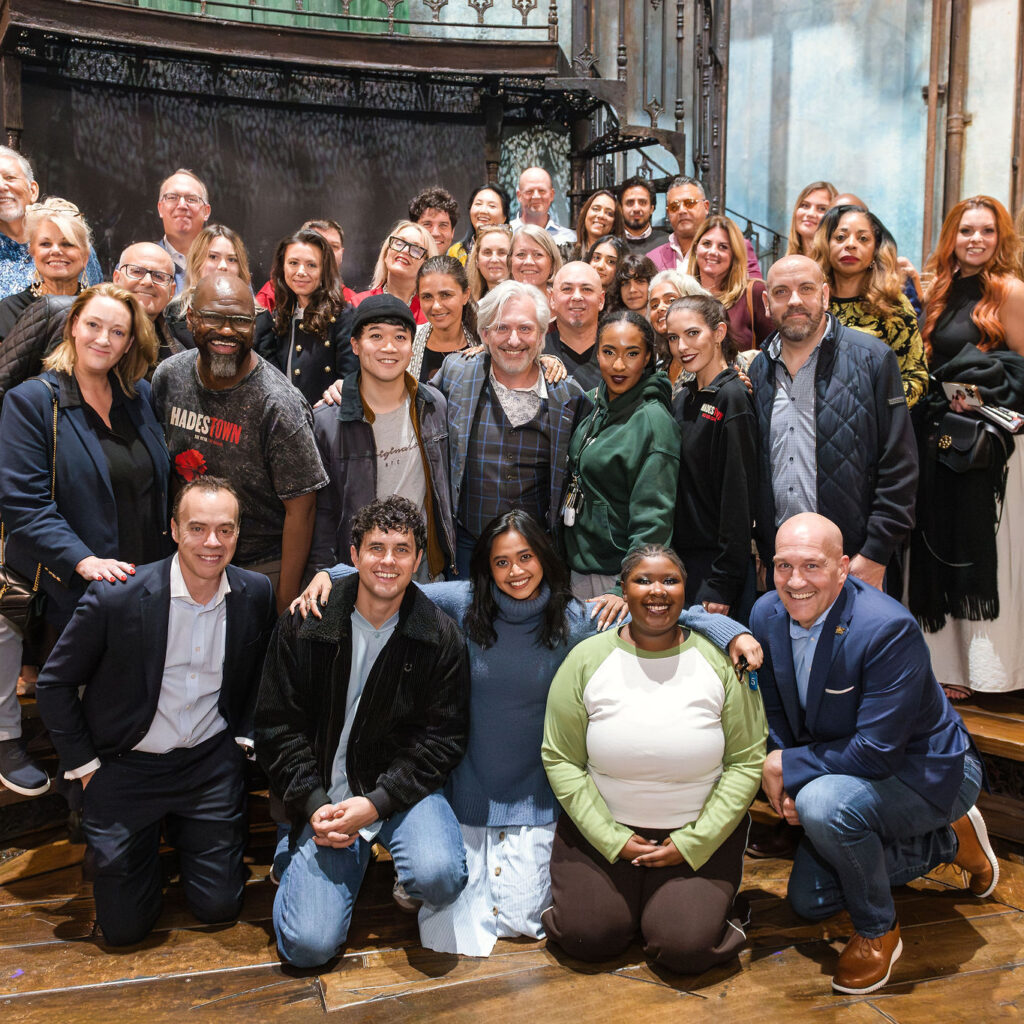 Cast members of Hadestown and attendees at The Syndicate Global VIP experience meet and greet at The Connaught, London, featuring UHNW founders, family office executives, and business leaders.